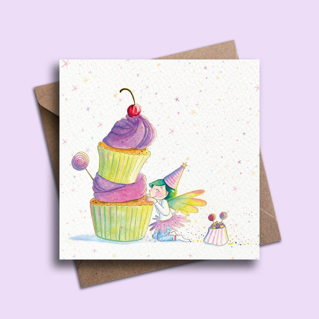 Rainbow Cupcake Fairy Greeting Card