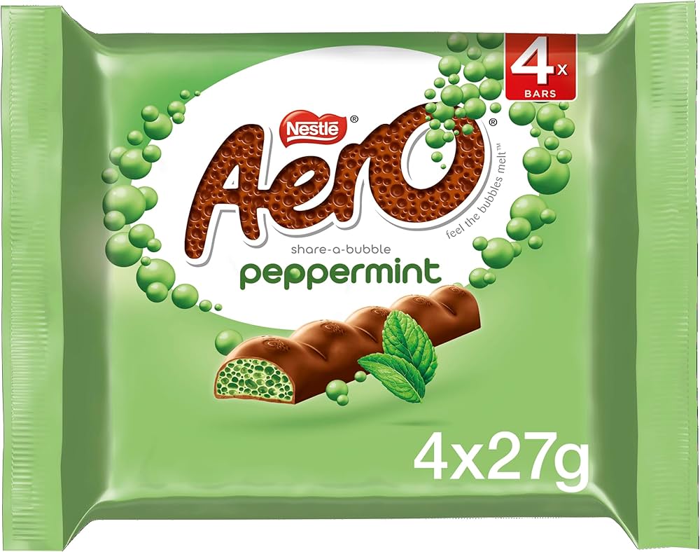 Nestle Aero Peppermint Chocolate Bar -- Pack of 4 (4x27g)