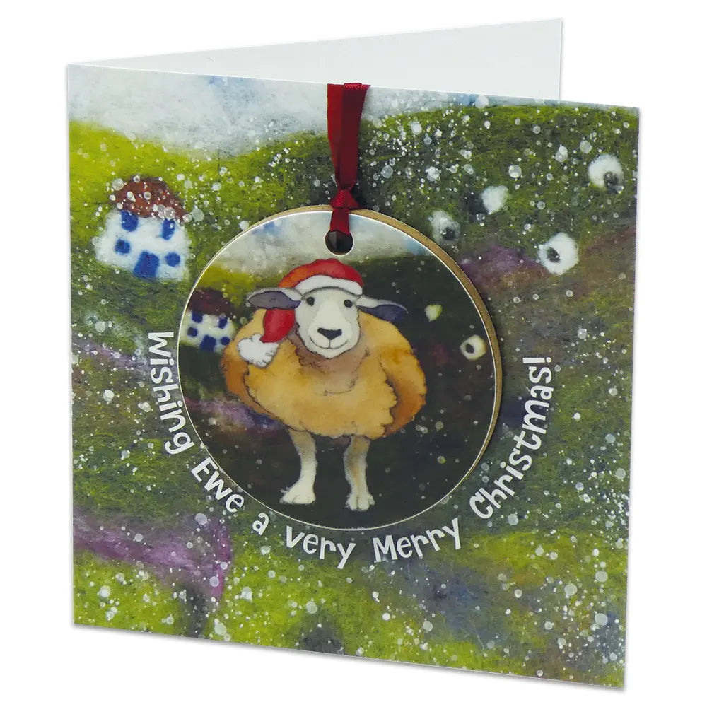 Felted Sheep Melamine Bauble Card