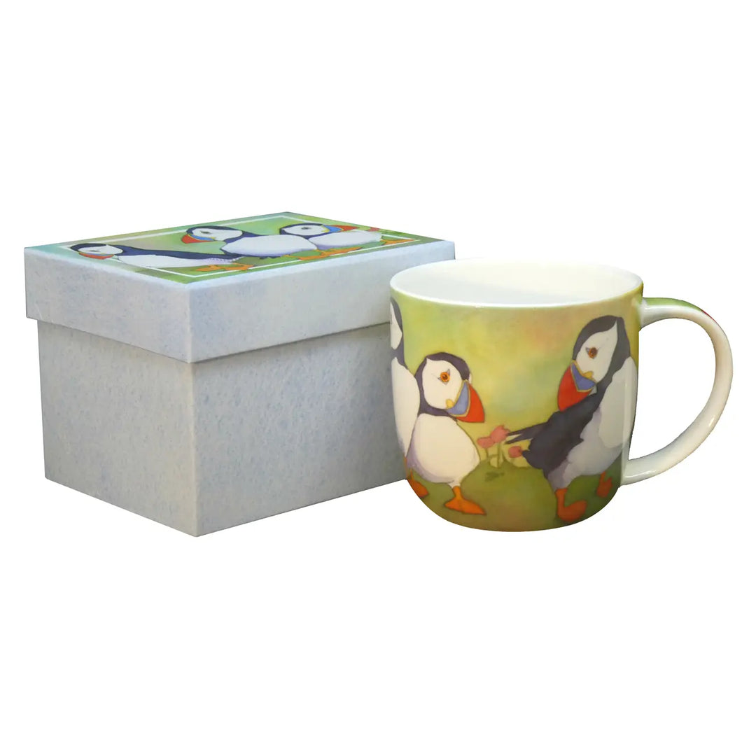 Puffins Bone China Mug- Green (Boxed)
