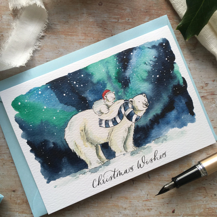Polar Bear and Cub Christmas Card
