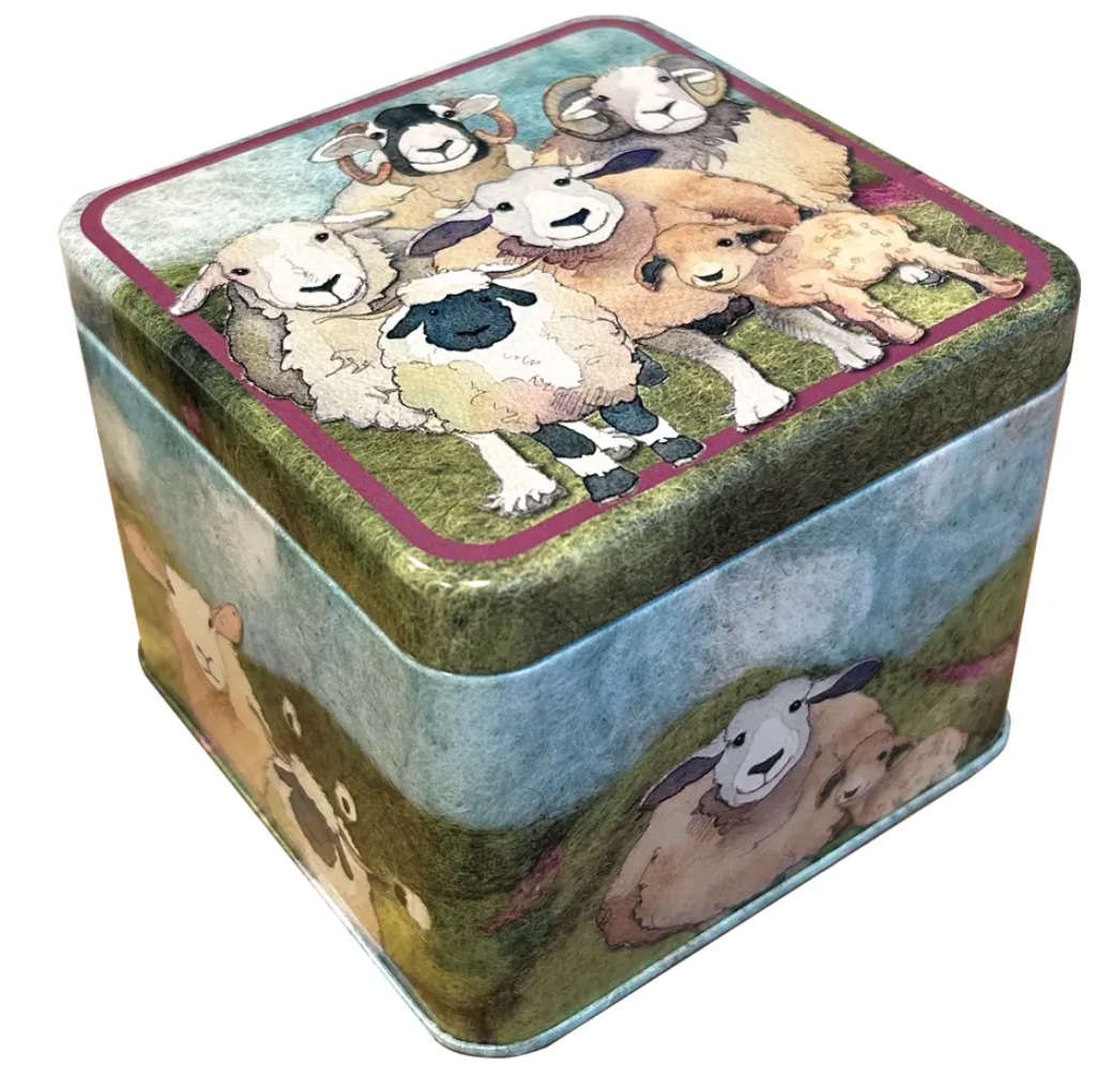 Felted Sheep Small Square Tin