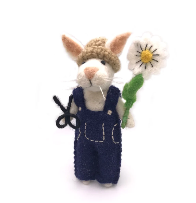 Bunny with Daisy & Secateurs Felt Decoration