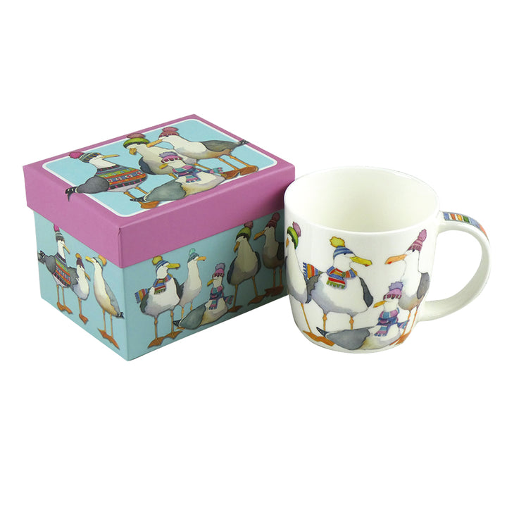 Seagulls in Beanies Bone China Mug (Boxed)