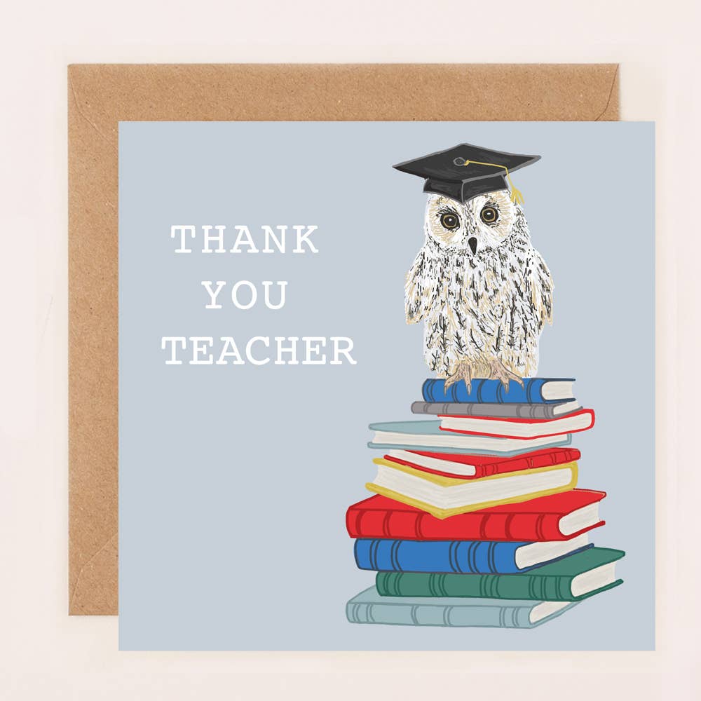 Owl and Books Teacher Card Owl and Books – The Bee's Knees British Imports