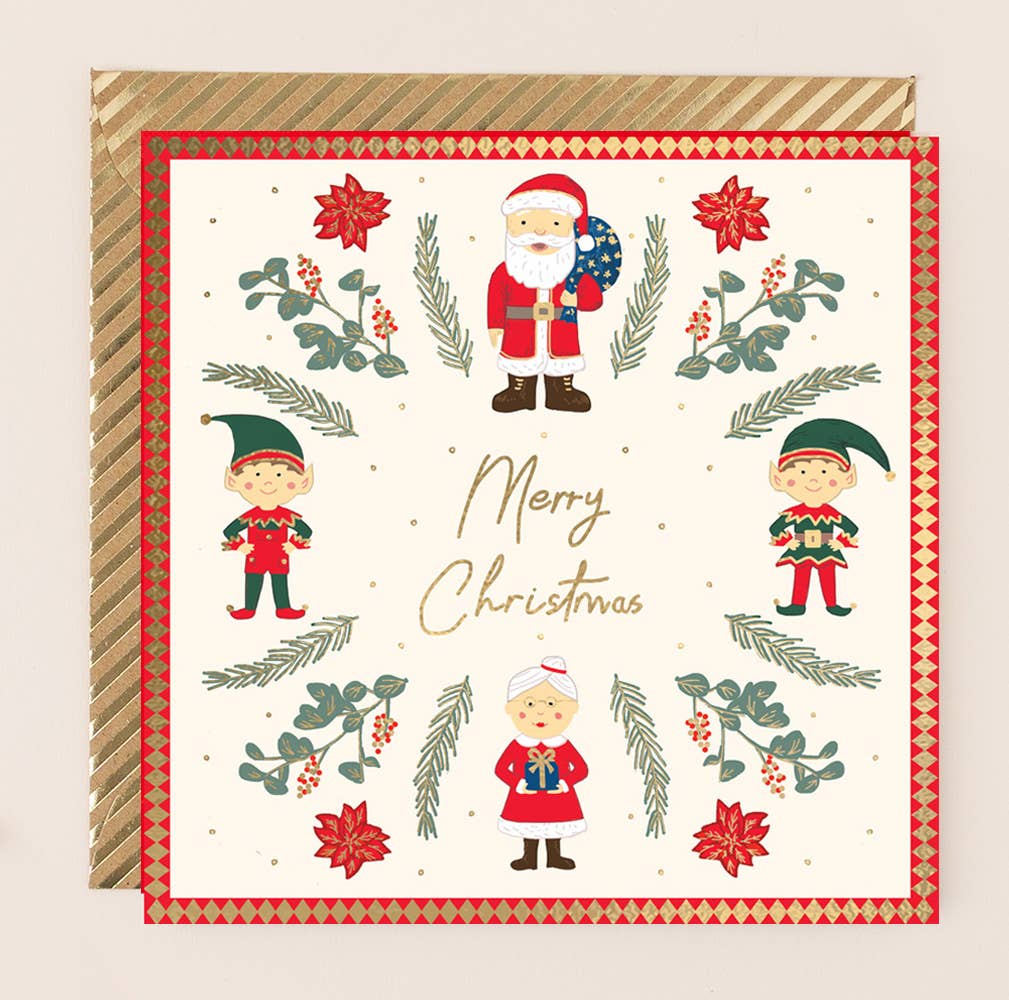 Christmas Santa and Elves Card