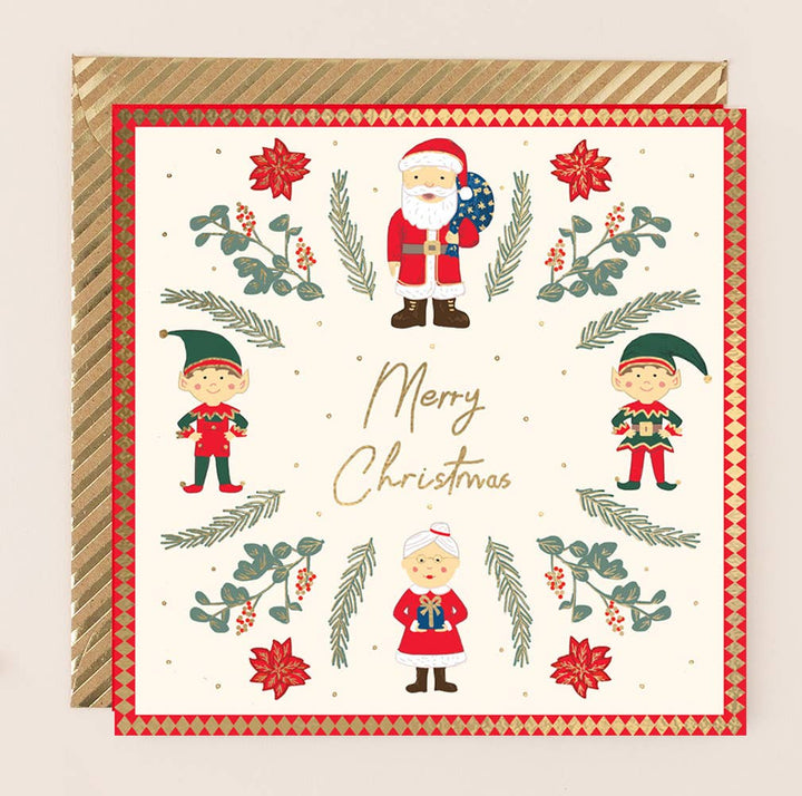 Christmas Santa and Elves Card