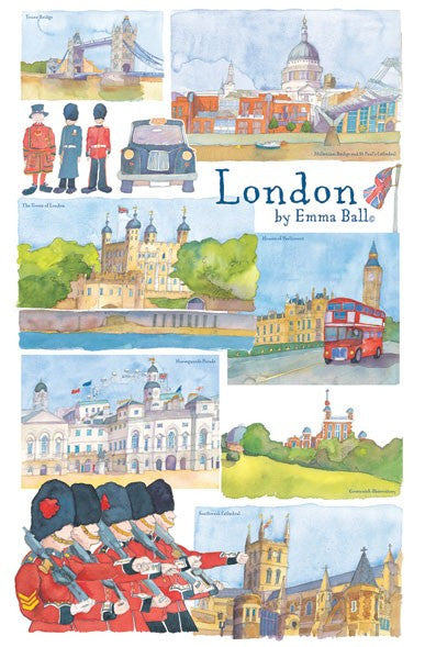 London by Emma Ball Tea Towel