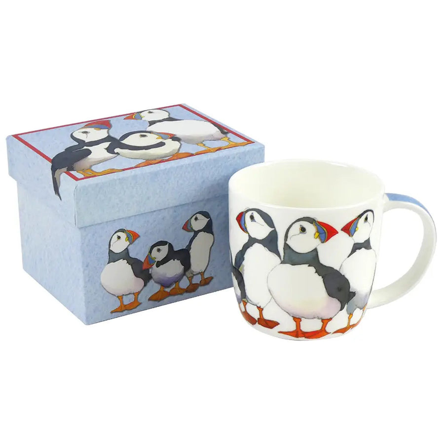Puffins Bone China Mug by Emma Ball.