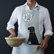Organic cotton black labrador apron from Sweet William Designs.