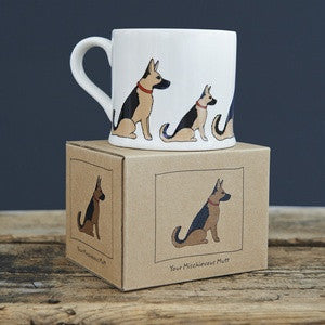 Pottery German Shepherd mug from Sweet William Designs.