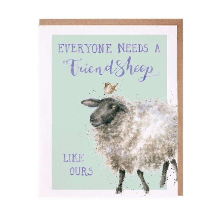 'Friendsheep' Greetings card by Hannah Dale for Wrendale Designs.