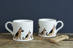 Pottery German Shepherd mug from Sweet William Designs.