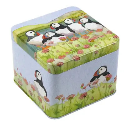 Emma Ball Sea Thrift Puffins Small Square Tin