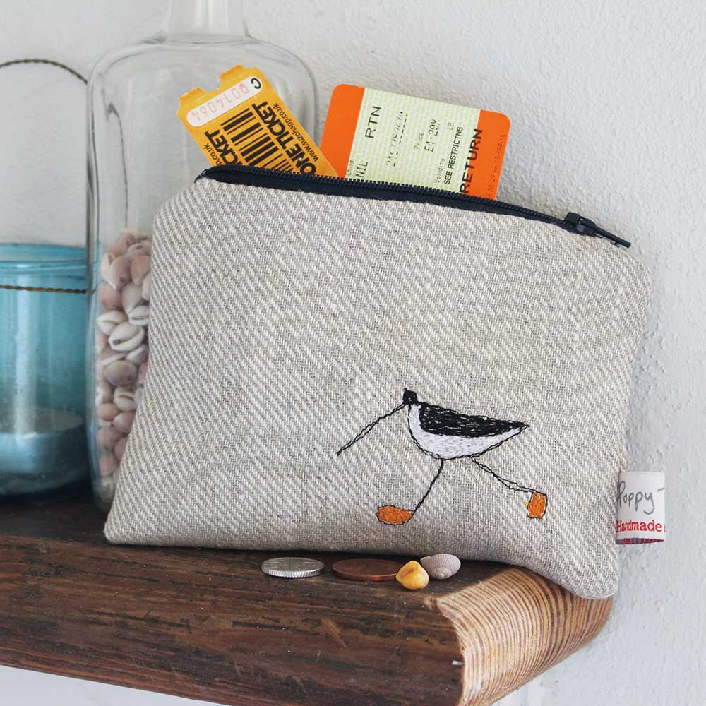 Oystercatcher Embroidered Flat Purse The Bee s Knees British Imports