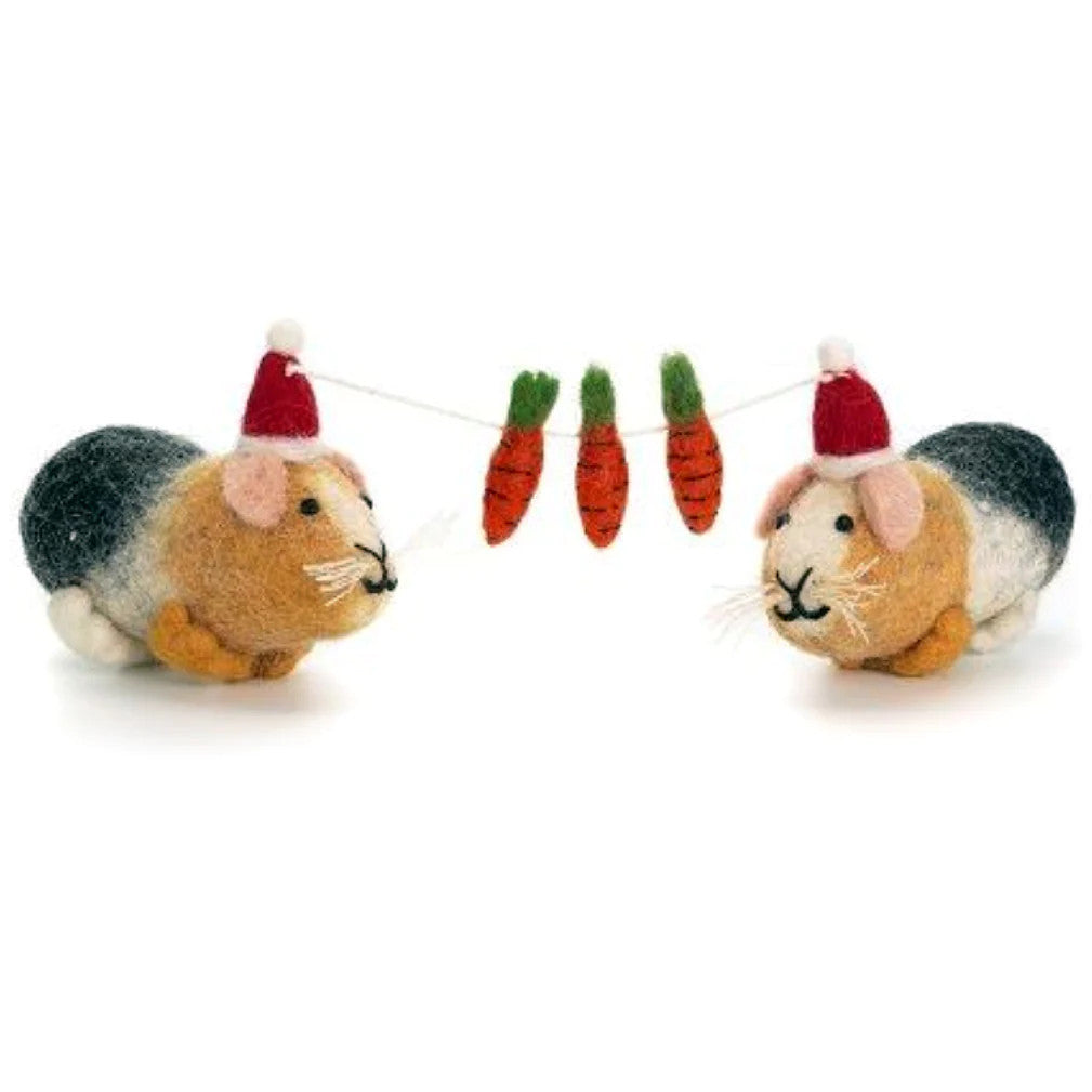 Guinea Pig Pair with Carrot Garland Felt Decoration
