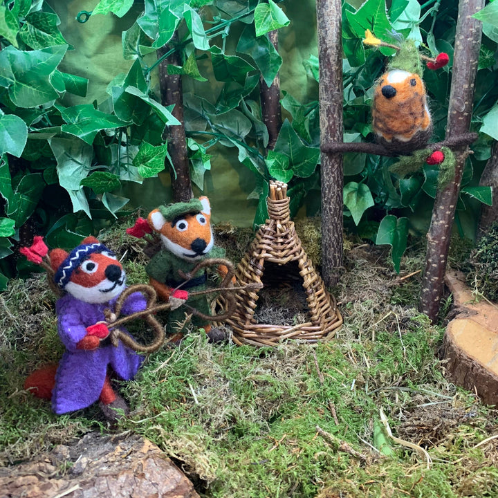 Handmade Felt Fox Robin Hood & Maid Marion Decoration