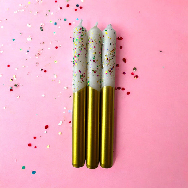 FUNFETTI Dip Dye Dinner Candle Trio