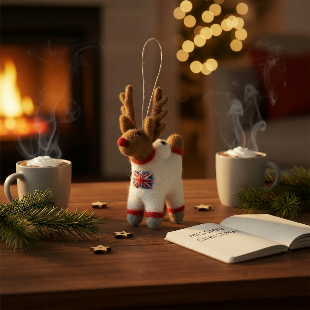 Astronaut Reindeer Handmade Felt  Hanging Decoration