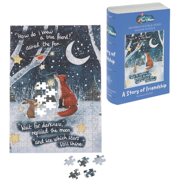 Fox Under The Moon Friendship 200 Piece Double Sided Jigsaw Puzzle