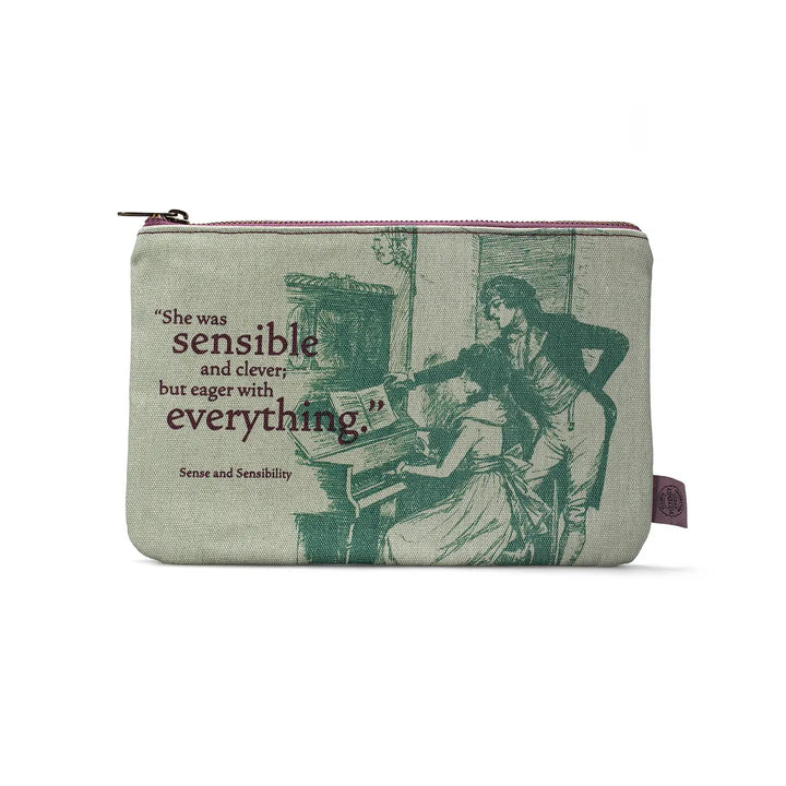 Jane Austen "Sense and Sensibility" Recycled Cotton Zipped Pouch
