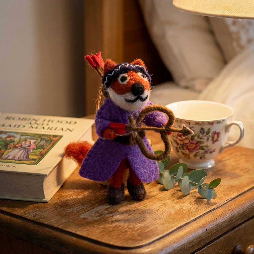 Handmade Felt Fox Robin Hood & Maid Marion Decoration