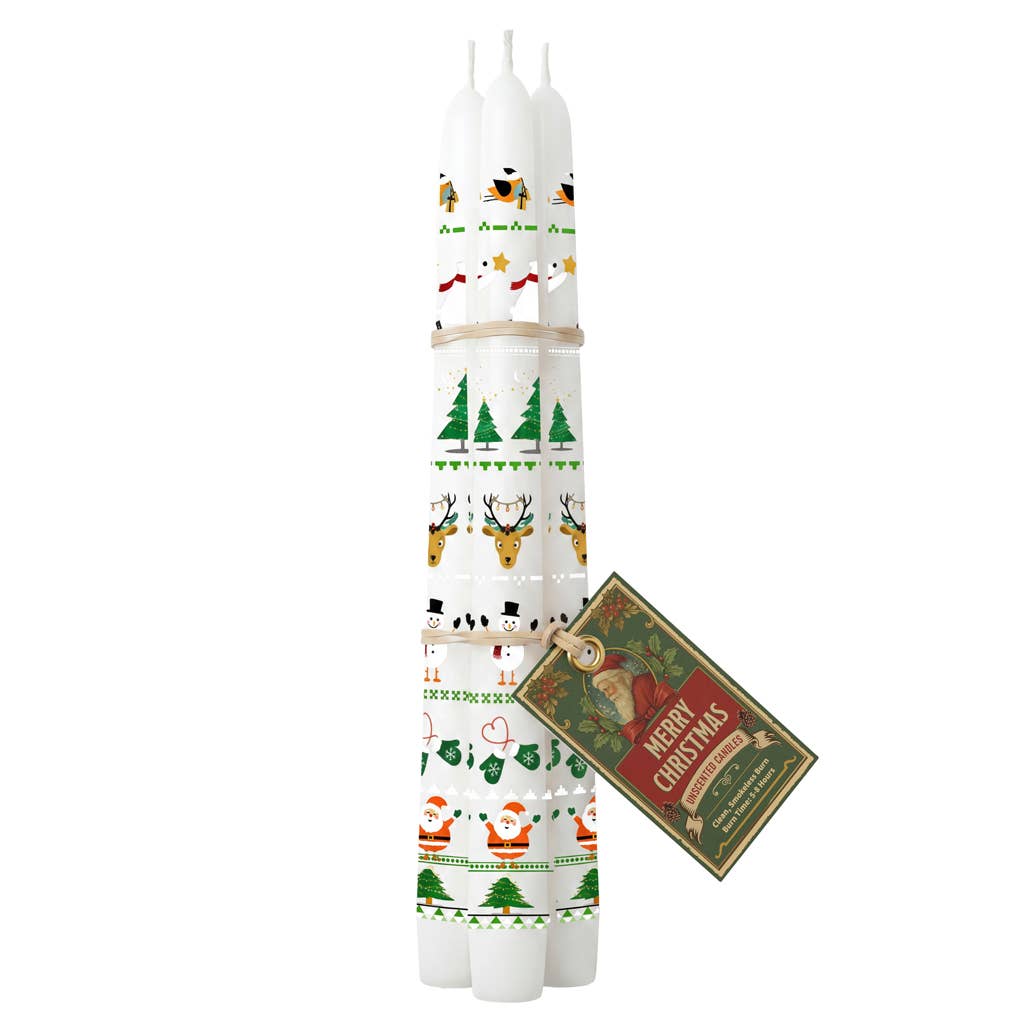 'Merry Christmas' Set of 3 Festive Unscented Candles