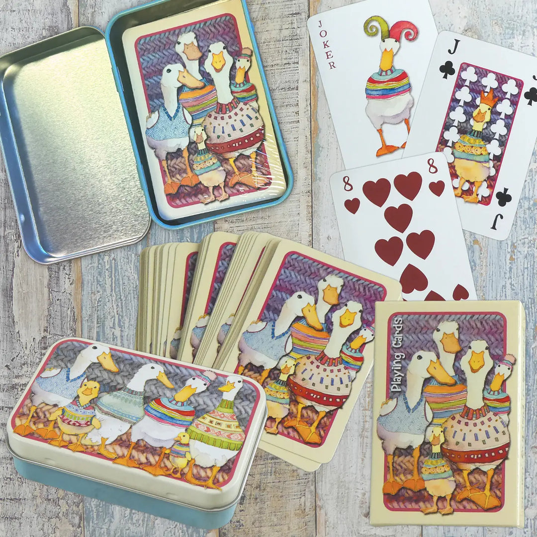 Dapper Ducks Playing Cards in Tin