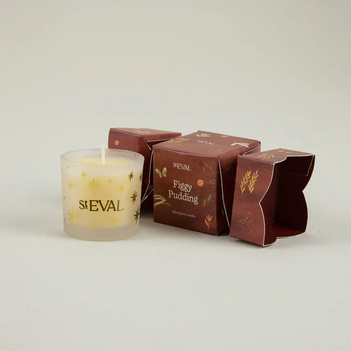 Christmas Cracker Glass Votive-- Figgy Pudding