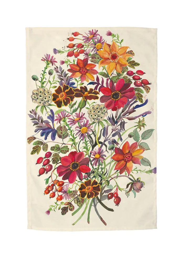 Autumn Flowers Tea Towel