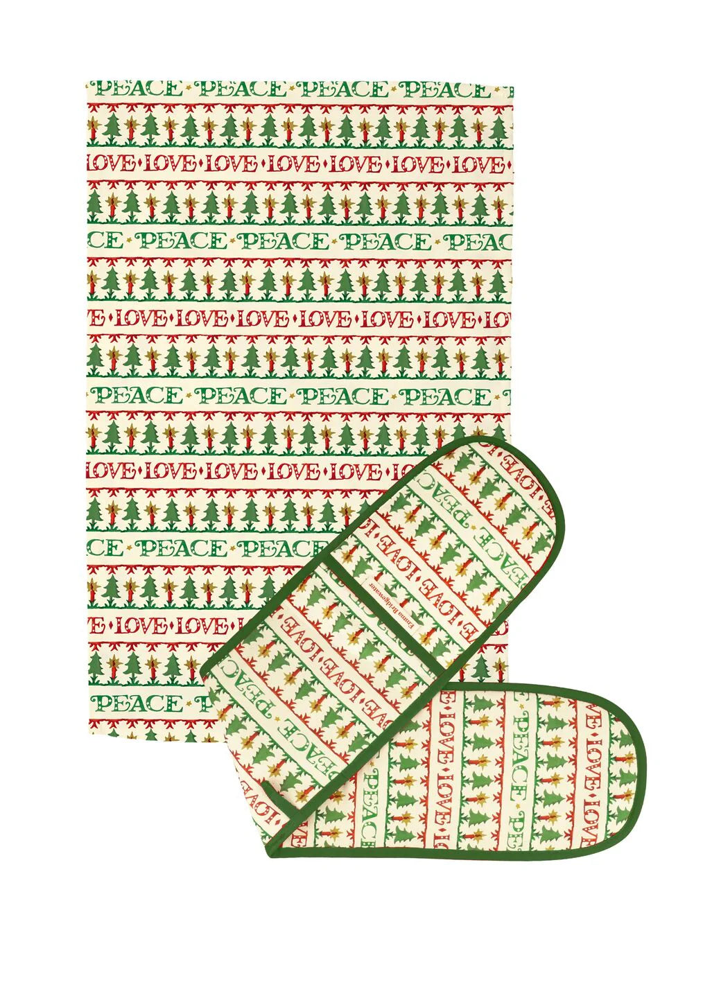 Christmas Joy 2025 Trees & Candles Oven Glove & Tea Towel Set