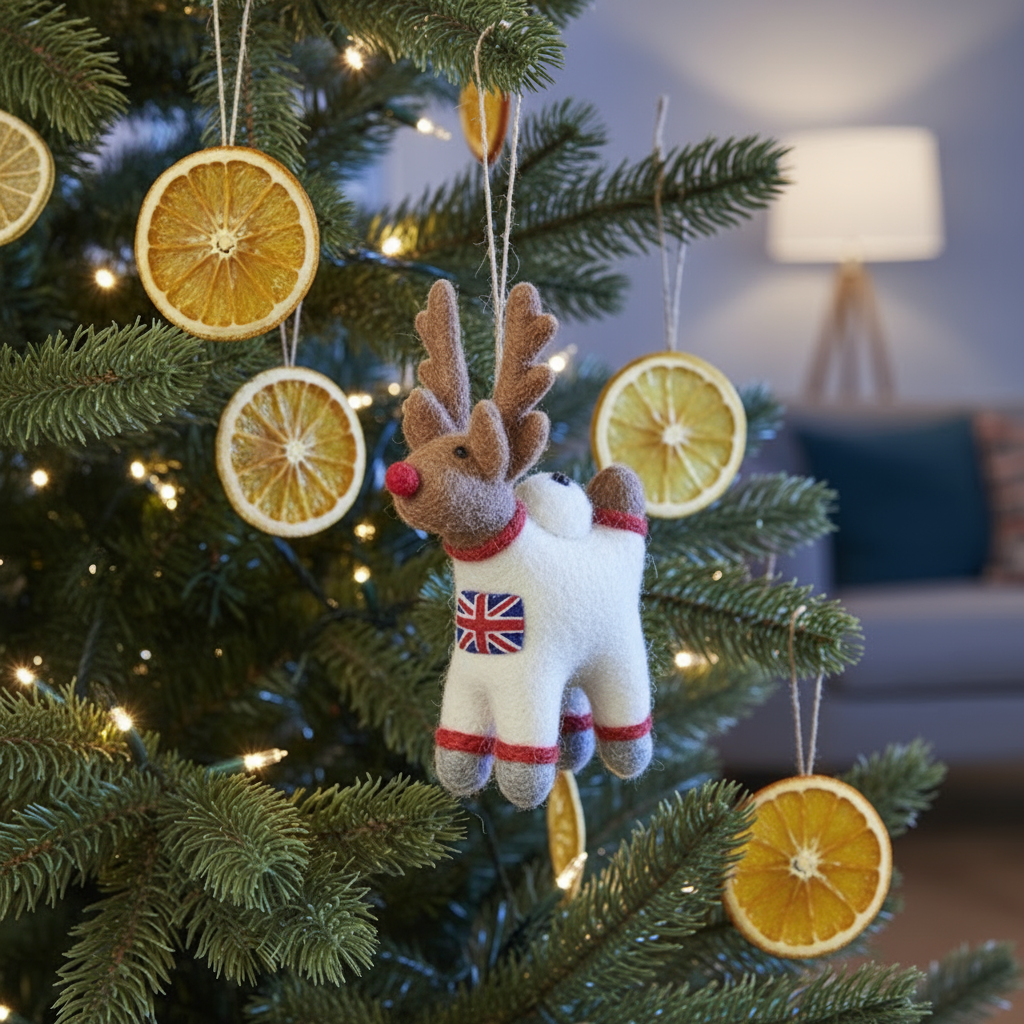 Astronaut Reindeer Handmade Felt  Hanging Decoration