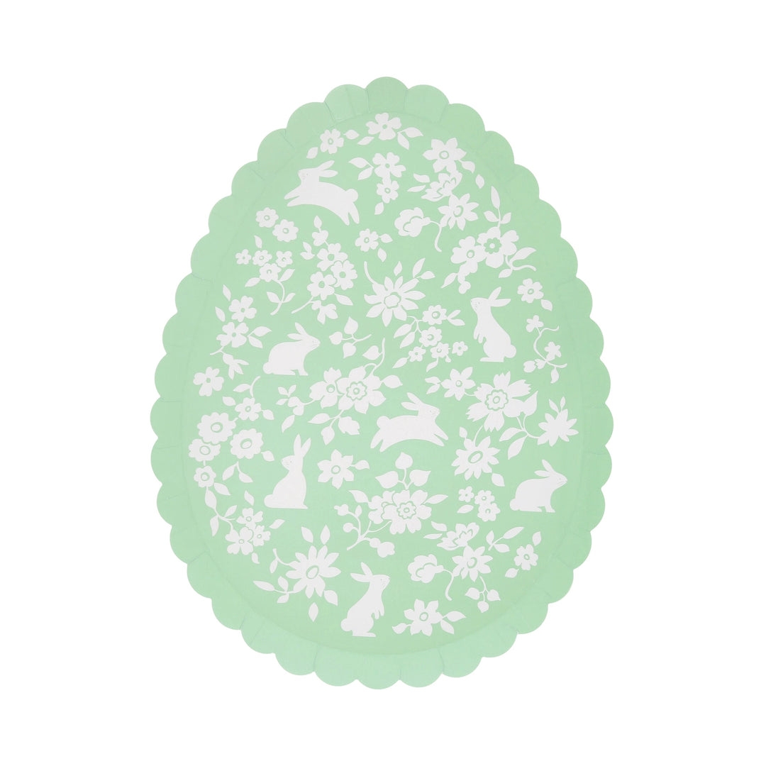 Ditsy Bunny Egg Shaped Paper Plates