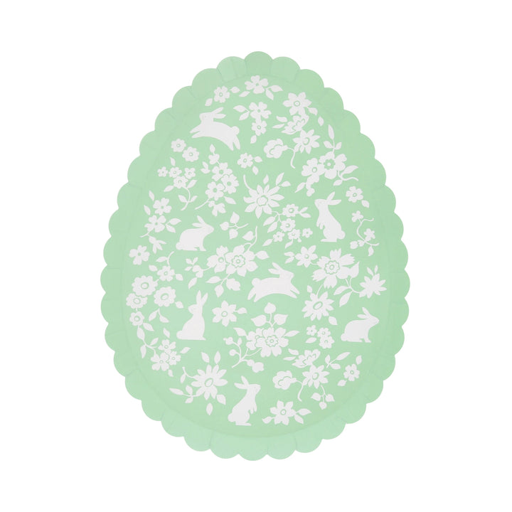 Ditsy Bunny Egg Shaped Paper Plates