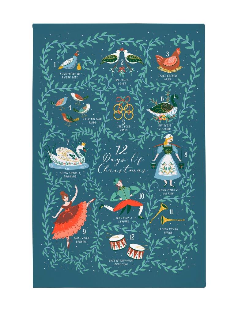 12 Days of Christmas Cotton Tea Towel