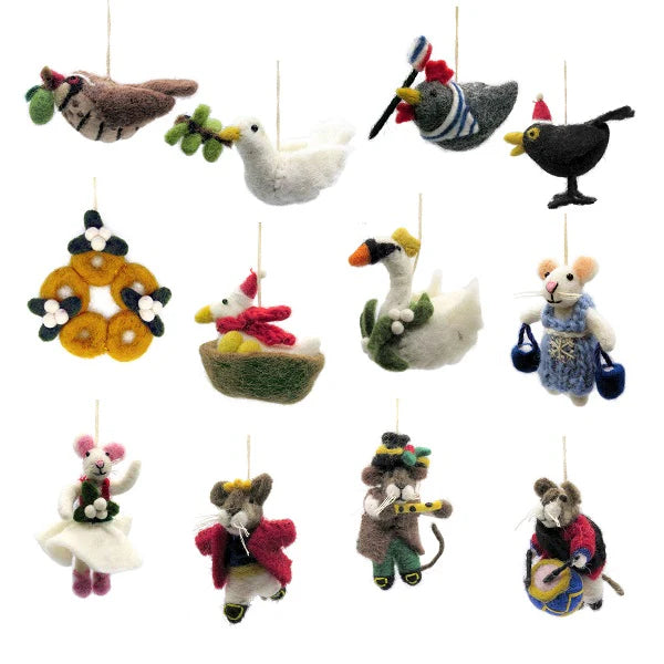 12 Days of Christmas Mini Felted Decorations Complete Set