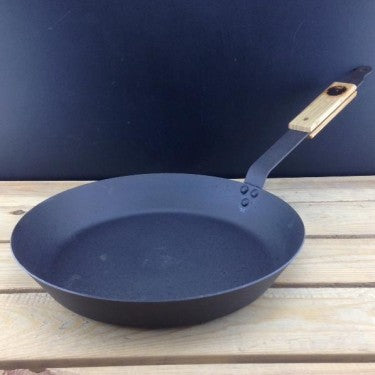 12 Inch Spun Iron Frying Pan with Wooden Handle