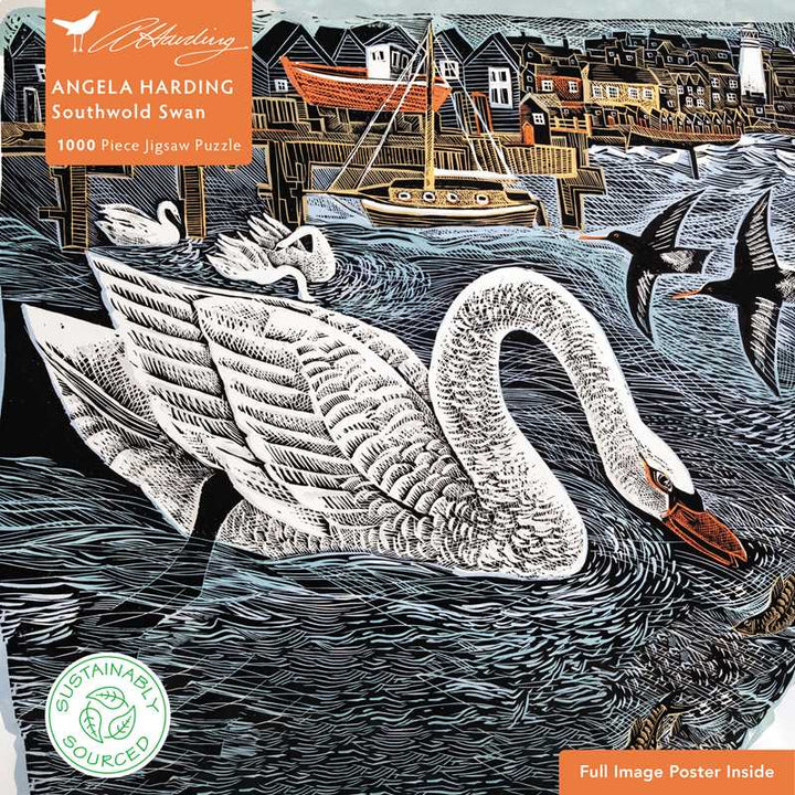 Southwold Swan Adult Sustainable Jigsaw Puzzle by Angela Harding