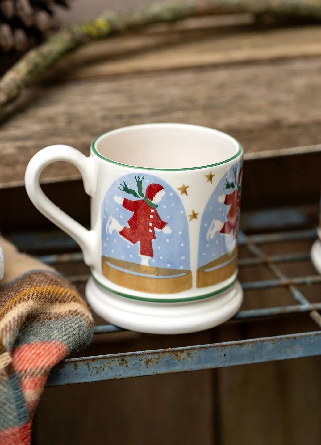 Ice Skater Snow Globe 1/2 Pint Mug