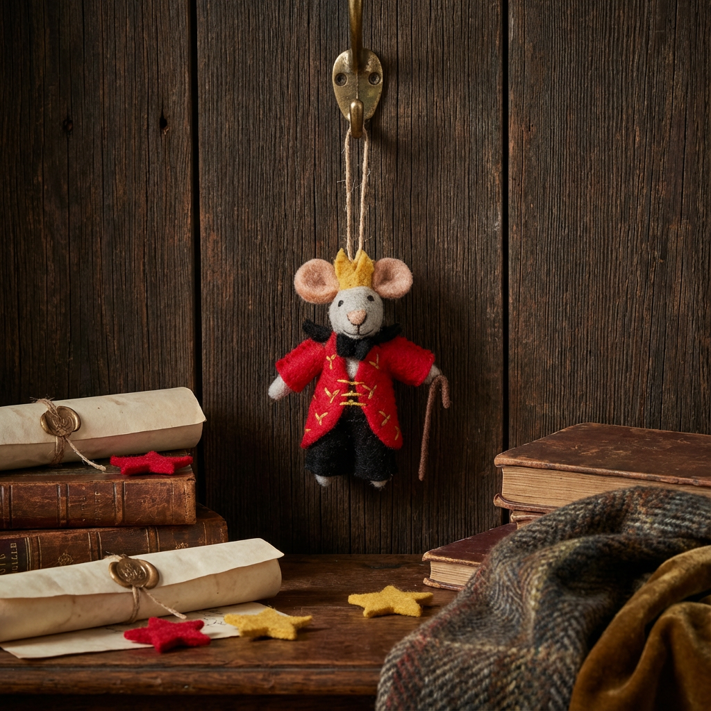 Nutcracker Mouse King Christmas Handmade Felt Hanging Decoration