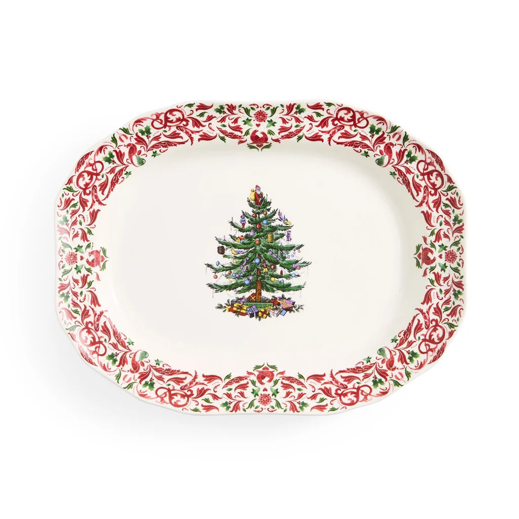 Christmas Tree Yuletide 14" Rectangular Tray