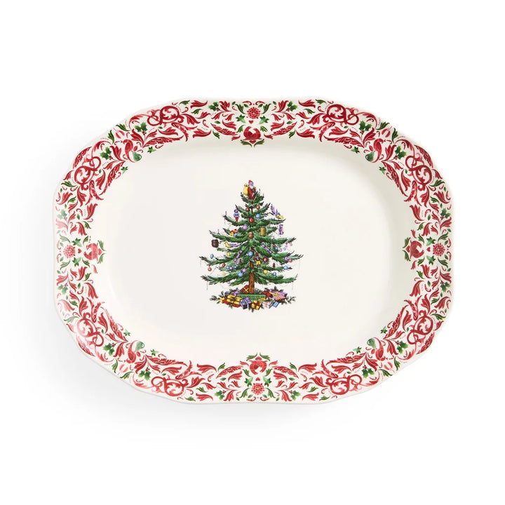 Christmas Tree Yuletide 14" Rectangular Tray