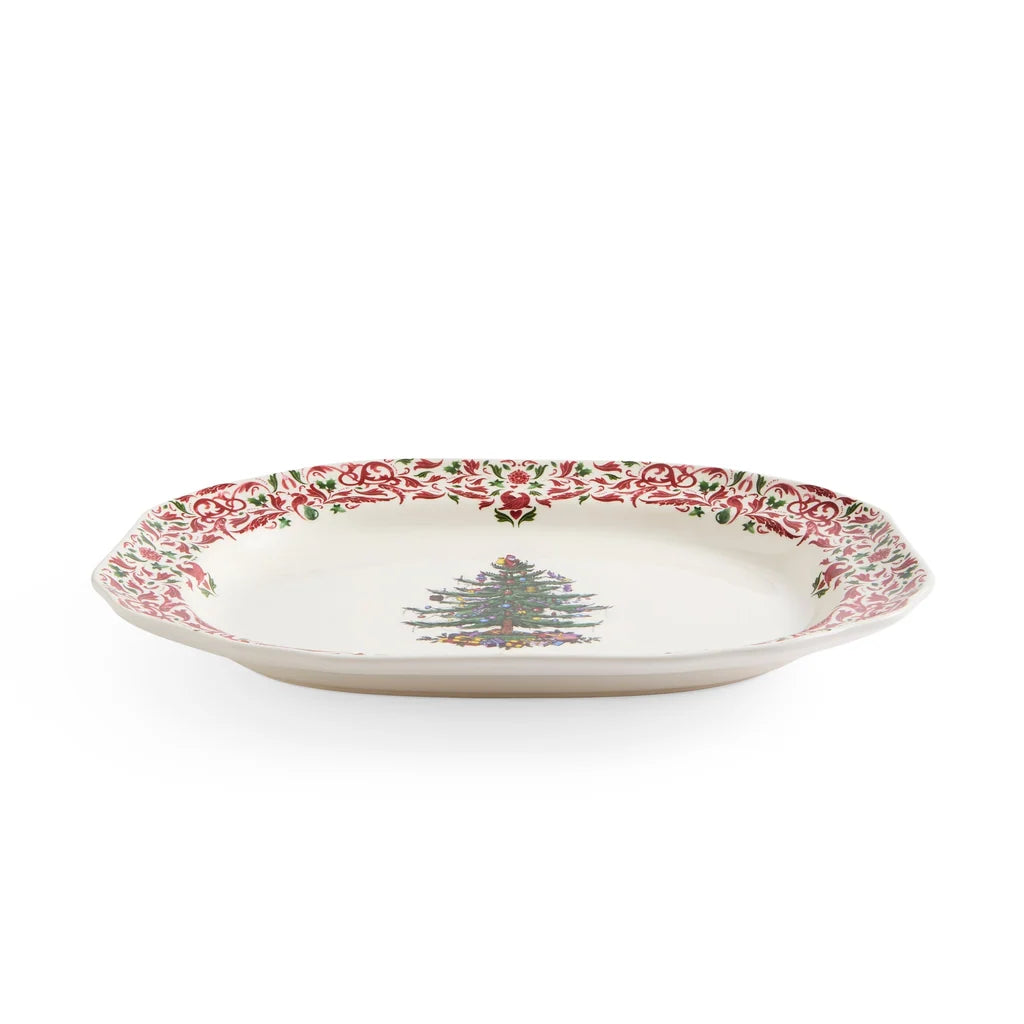 Christmas Tree Yuletide 14" Rectangular Tray