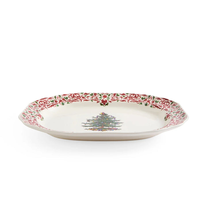 Christmas Tree Yuletide 14" Rectangular Tray