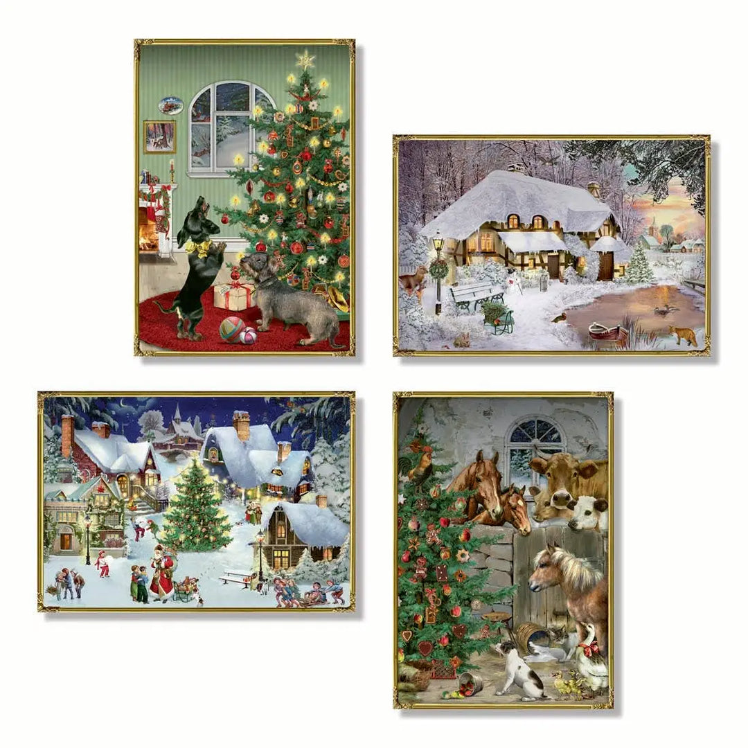 Nostalgic Christmas Scene Advent Calendar Card