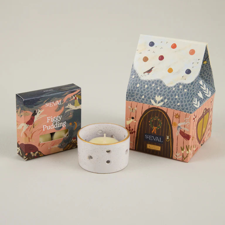 Christmas Cottage Figgy Pudding Tealight Set