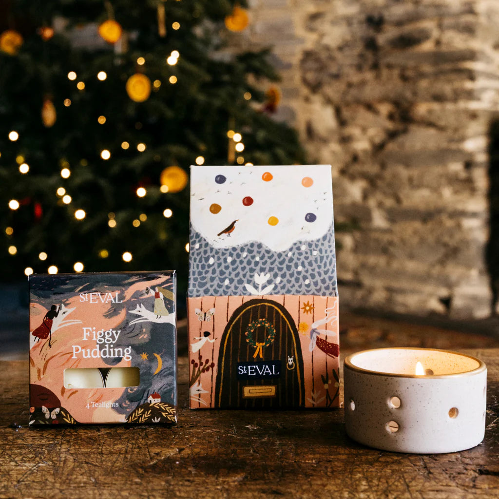 Christmas Cottage Figgy Pudding Tealight Set