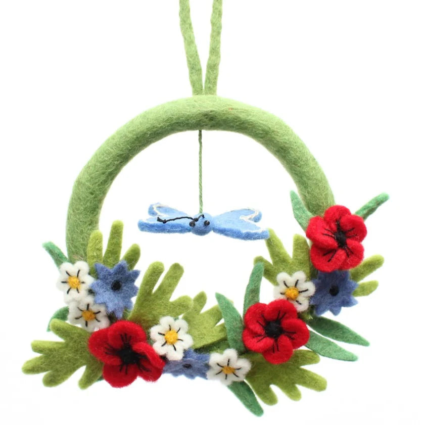 Butterfly & Poppy Felted Wreath