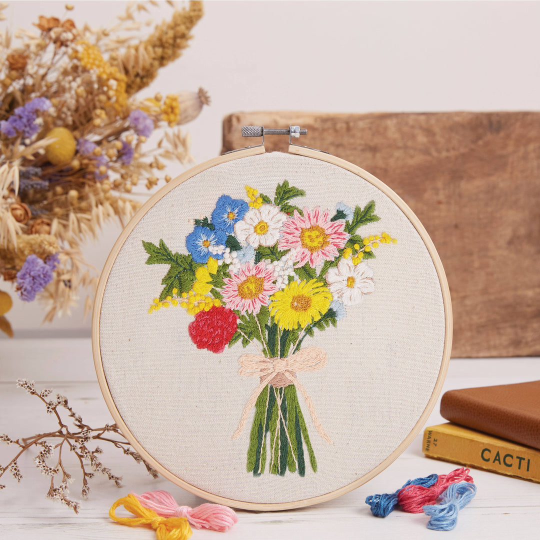 Royal Horticultural Society Multicolored 8" Bouquet Embroidery Kit (Second- Dented Packaging)