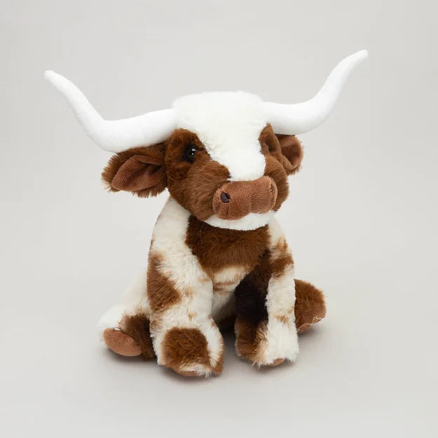 Texas Longhorn Highland Cream/Brown Cow Soft Toy Cuddly Companion- Small